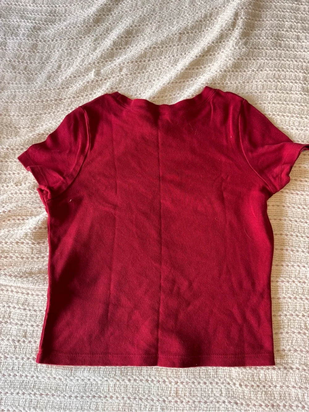 Brandy Melville Red Short-Sleeve Tee with Cream Star